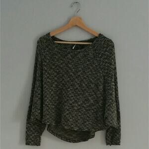 Poof! Black Sweater With Lace Panel Size Large
